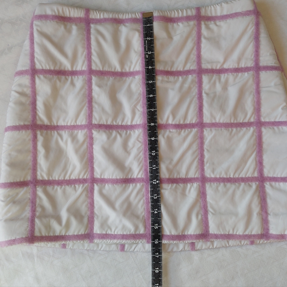 3.1 Philip Lim Wool Silk Angora Fuzzy Grid Plaid Mini Skirt Size 10 Back Zipper - Picture 10 of 12